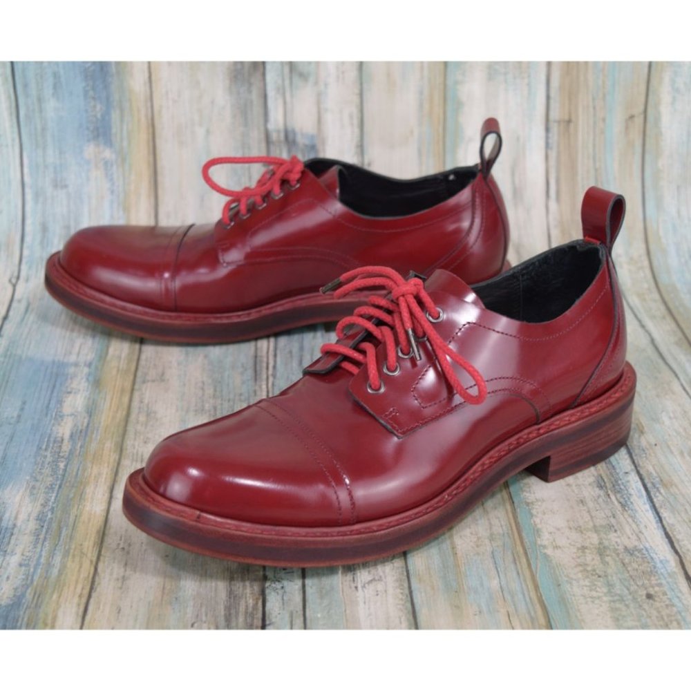 RARE Rag & Bone Red Leather Oxfords Women's Size 9 / 39 Goodyear Dress Shoes